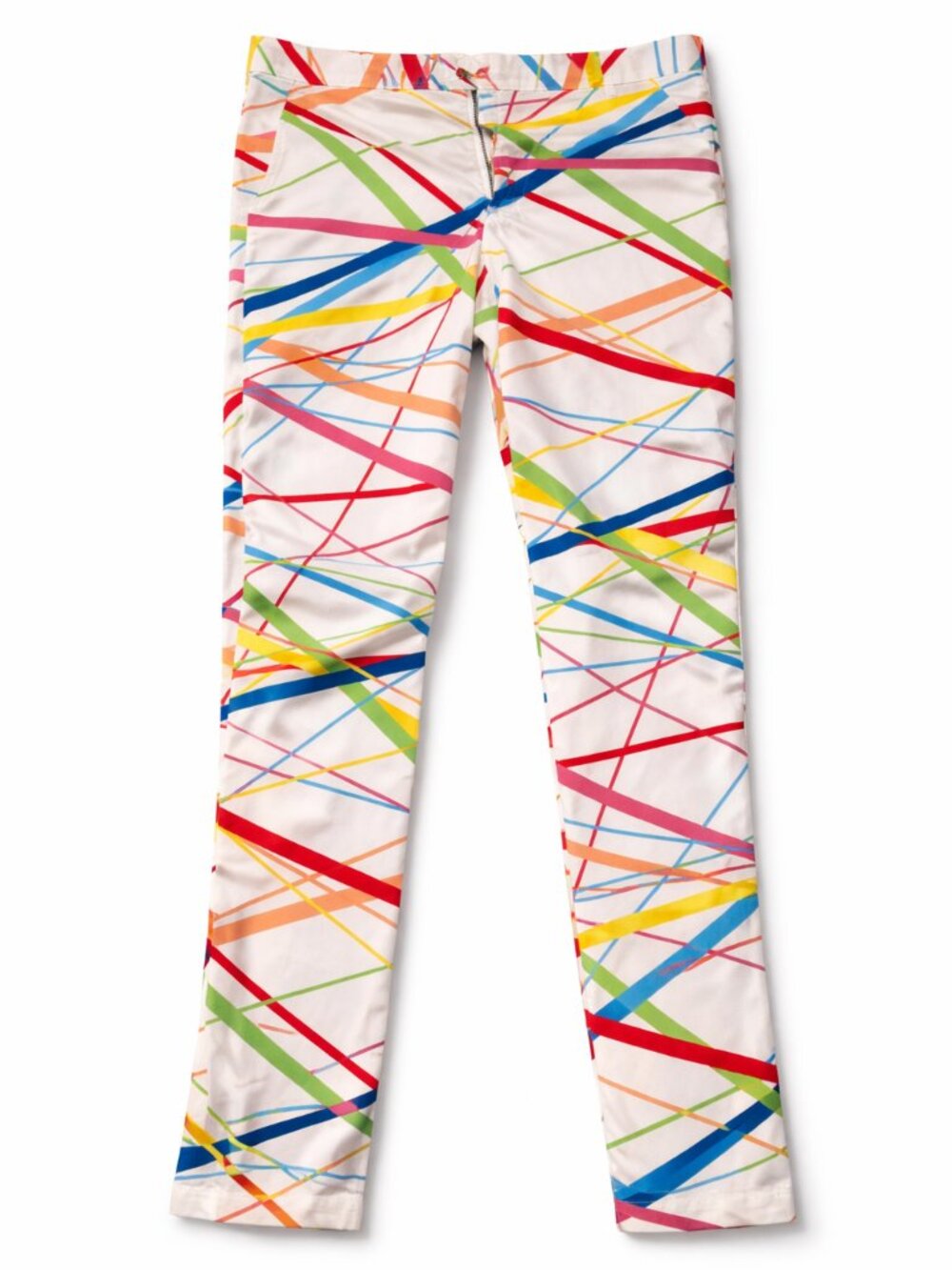 White Rainbow Diagonal Stripe Pants 32x34